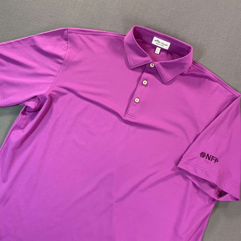 Peter Millar Summer Comfort Polo Shirt Mens Large Purple Solid Golf Stretch NFP